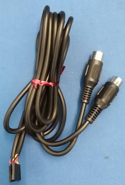 Image of Two 0.1" connector Econet cables to 5 Pin DIN plugs for 4D Econet clock