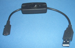 Image of USB Power and Data cable/lead from Atrix Lapdock to Raspberry Pi 1 only (not Pi2 or Pi3) including power switch