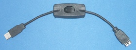 Image of In-Line USB disabling data switch/extension cable/lead. USB A Male to Female (25cm)