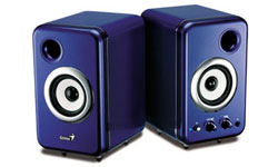 Image of Genius Hi-Fi 2.0 Wood Speakers, Blue (500W PMPO)