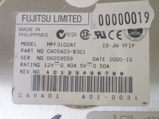 Image of Refurbished 3.5" IDE drive: Fujitsu 10.2GB MPF3102AT