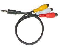 Image of 4 pole Audio/Video splitter cable/lead for Raspberry Pi B+, 2 and 3, 3.5mm to 3 phono sockets (0.2m)