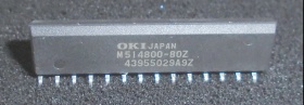 Image of 28 pin zigzag (ZIP) 514800 512K (512k x8bit) dynamic RAM chip
