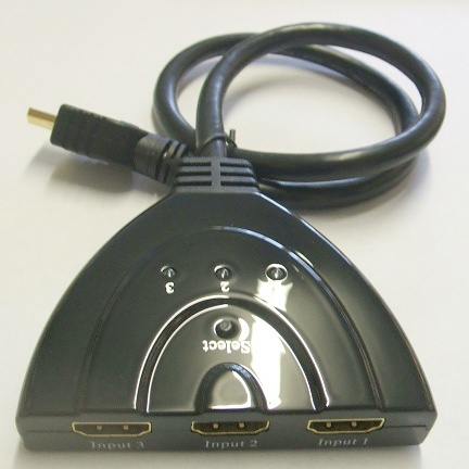 Image of HDMI Switch, 3 In, 1 Out (Captive output cable/lead)