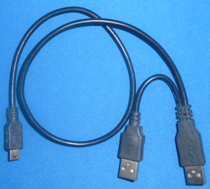 Image of Mini USB-USB Y Power & Data Cable/Lead suitable for External Hard Drive etc.