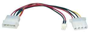 Image of 4 way Molex power plug male to 3 pin 12V Fan male connector (Pass Through)