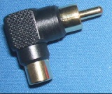 Image of Phono plug to Phono socket Right Angle adaptor (Black)